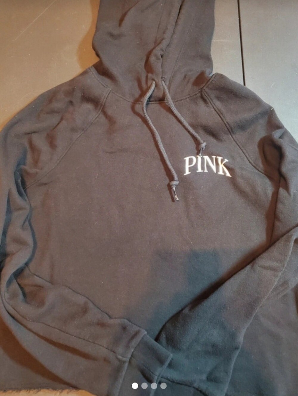 PINK Victoria's Secret Black Pullover Hoodie Cropped Size Small